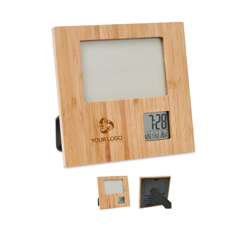 Bamboo Photo Frame with Clock